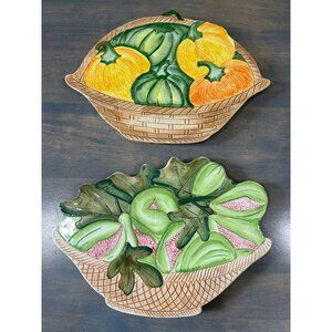 Ceramiche Leoardo Trivets Figs and Pumpkins in Basket Made in Italy Read